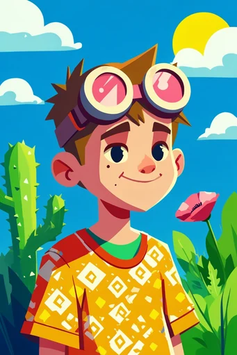 Vibrant Whimsical Solarpunk style reference image — bold outlines