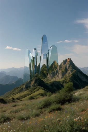 Reflective Surrealist Landscapes style reference image — surrealist mirror landscape