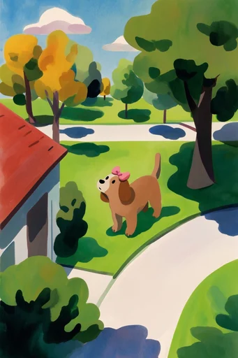Sun-Drenched Gouache Vignettes style reference image — whimsical slice-of-life illustration