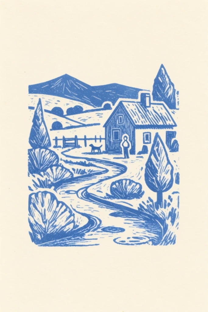 Rustic Artisanal Printmaking style AI image example 2