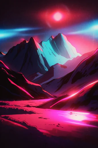 Neon Synthwave Graphic Noir style reference image — cyberpunk graphic novel style