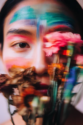 Prismatic Avant-Garde Beauty style reference image — glossy makeup finish