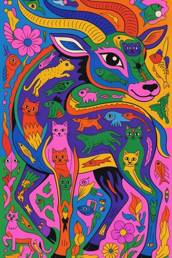 Neon Psychedelic Pop style AI image example 3