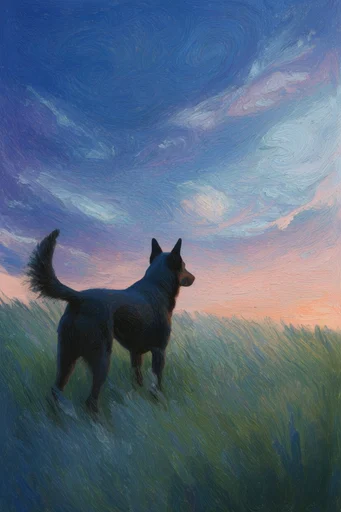 Atmospheric Swirling Impressionism style reference image — swirling directional brushstrokes