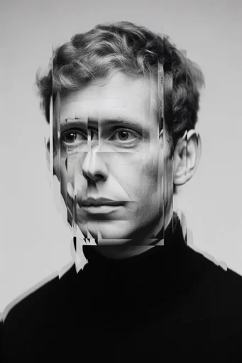 Fragmented Optical Surrealism style reference image — high-contrast minimalism