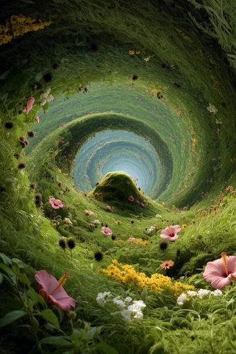Surreal Biophilic Vortex style reference image — minimalist product integration