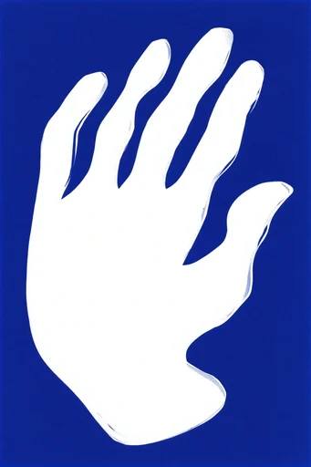 Monochrome Cobalt Surrealism style reference image — linocut print texture