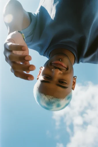 Dynamic Skyward Perspective style reference image — 90s streetwear fashion