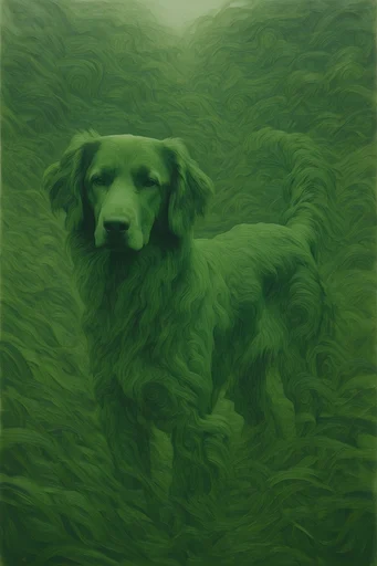 Monochromatic Verdant Surrealism style reference image — directional lighting