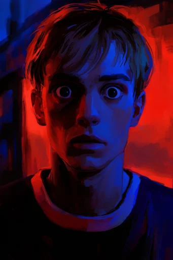Gritty Neon Noir style reference image — chiaroscuro lighting