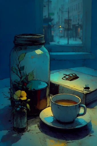 Nocturnal Storybook Noir style reference image — chiaroscuro lighting