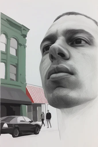 Monochrome Surrealist Realism style reference image — hyper-realistic graphite drawing