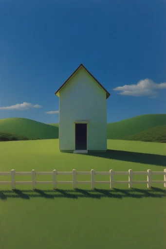 Surreal Liminal Pastoral style reference image — sharp dramatic shadows