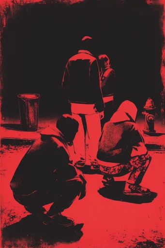 Crimson Noir Graphic style reference image — high-contrast noir