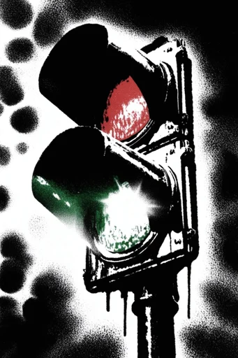 Gritty Monochromatic Noir style reference image — stippled texture