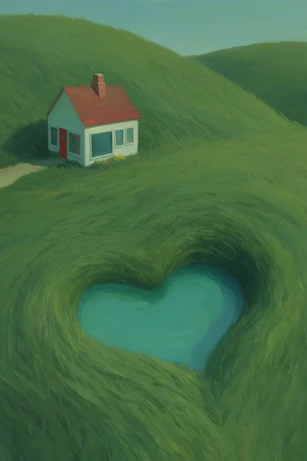 Monochromatic Verdant Surrealism style reference image — surreal nature