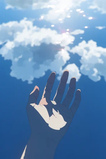 Ethereal Pastel Anime style reference image — mirror water reflection
