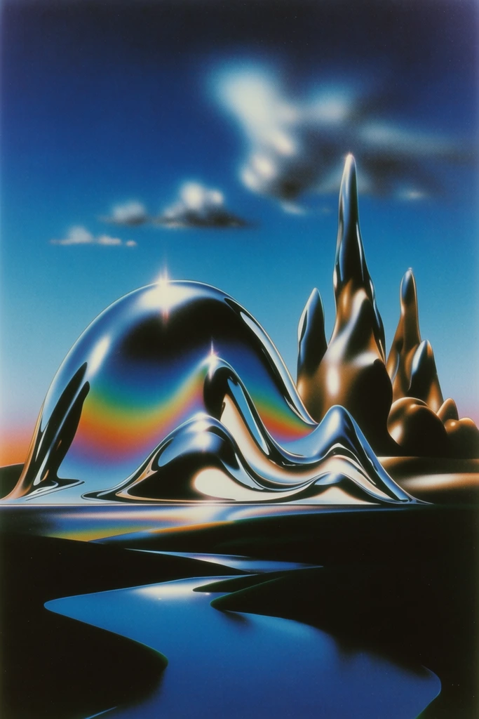 Prismatic Retro-Futurist Airbrush style AI image example 2