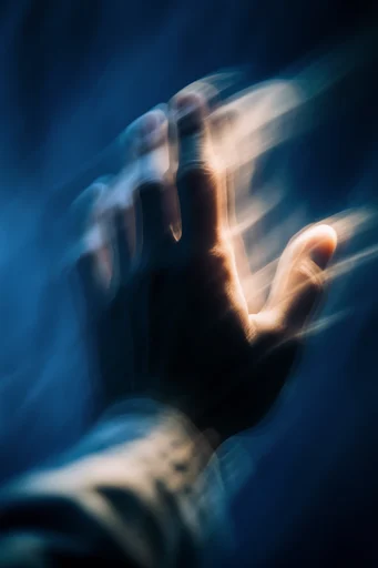Ethereal Kinetic Luminescence style reference image — cool blue cinematic background