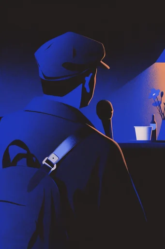 Nocturnal Retro-Futurist Noir style reference image — grainy airbrush texture