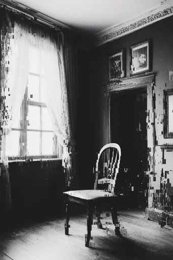 Monochrome Glitch Baroque style AI image example 4