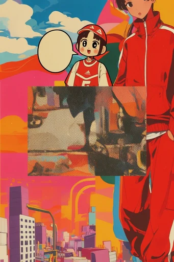 Nostalgic Pop Collage style reference image — bold typography
