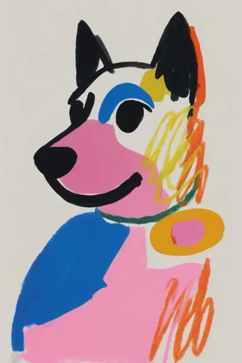 Expressive Folk Scribble style reference image — gestural oil pastel marks