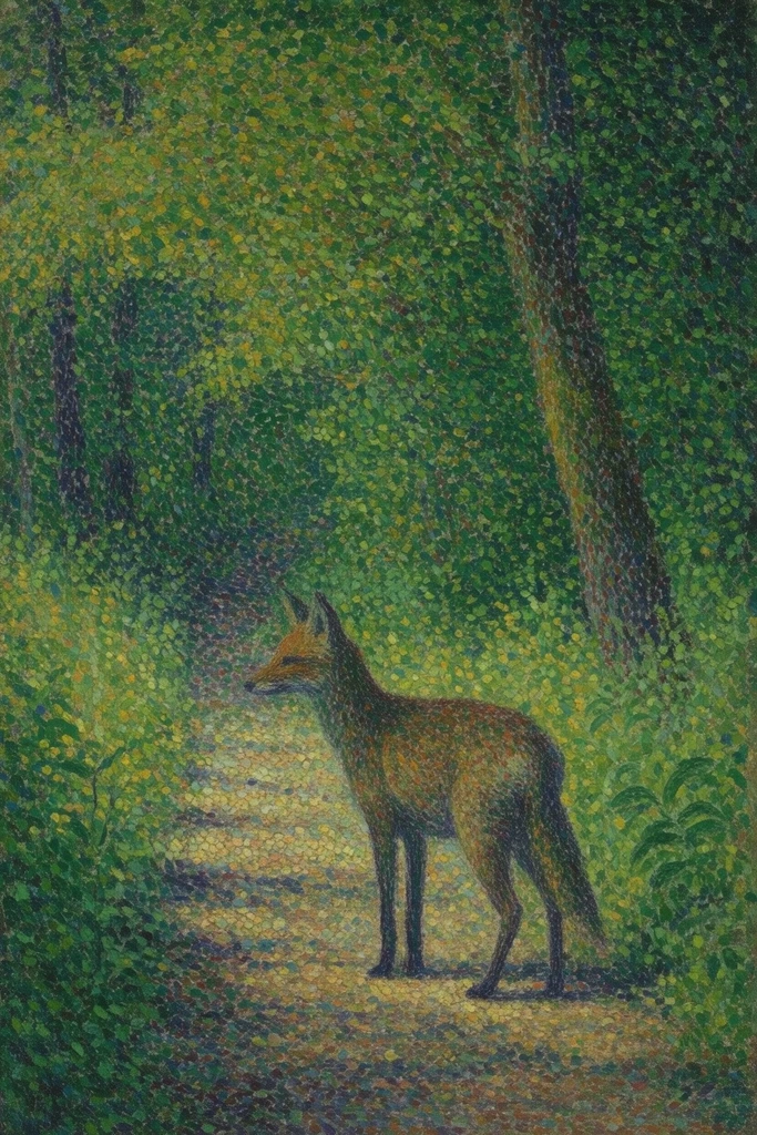 Ethereal Pointillist Storybook style AI image example 3