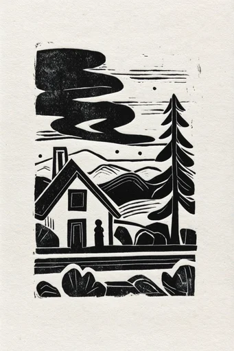 Monochrome Print Noir style AI image example 4
