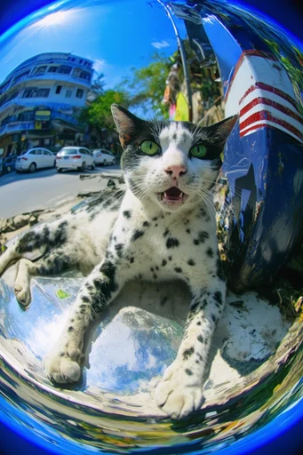 Distorted Urban Fisheye style reference image — high-contrast lighting