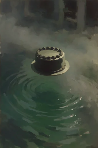 Luminous Impasto Waters style reference image — emerald and viridian palette