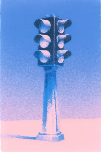 Stippled Risograph Surrealism style reference image — stipple shading