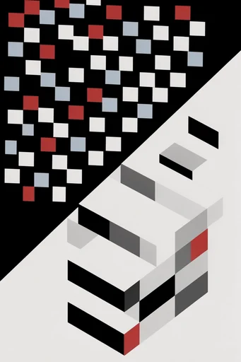 Structured Digital Brutalism style reference image — bold flat vector shapes