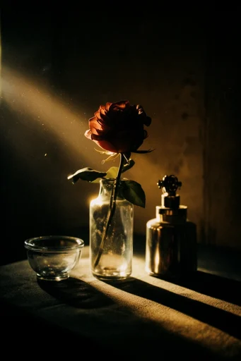 Cinematic Amber Chiaroscuro style reference image — warm amber glow