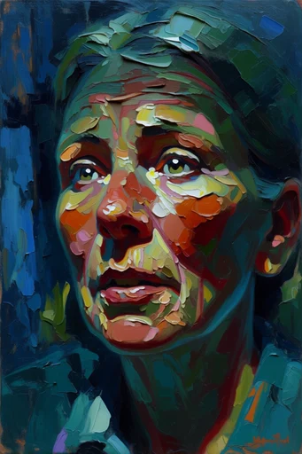 Sculptural Aquatic Impressionism style reference image — expressive brushwork