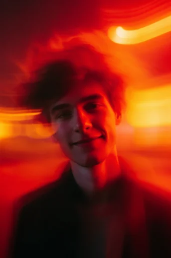 Kinetic Amber Dreamscape style reference image — analog film grain
