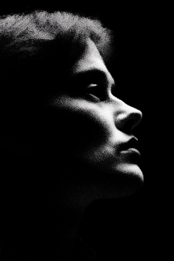Textured Monochrome Noir style AI image example 1
