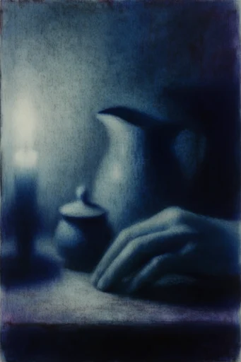 Ethereal Nocturnal Pictorialism style reference image — heavy charcoal grain