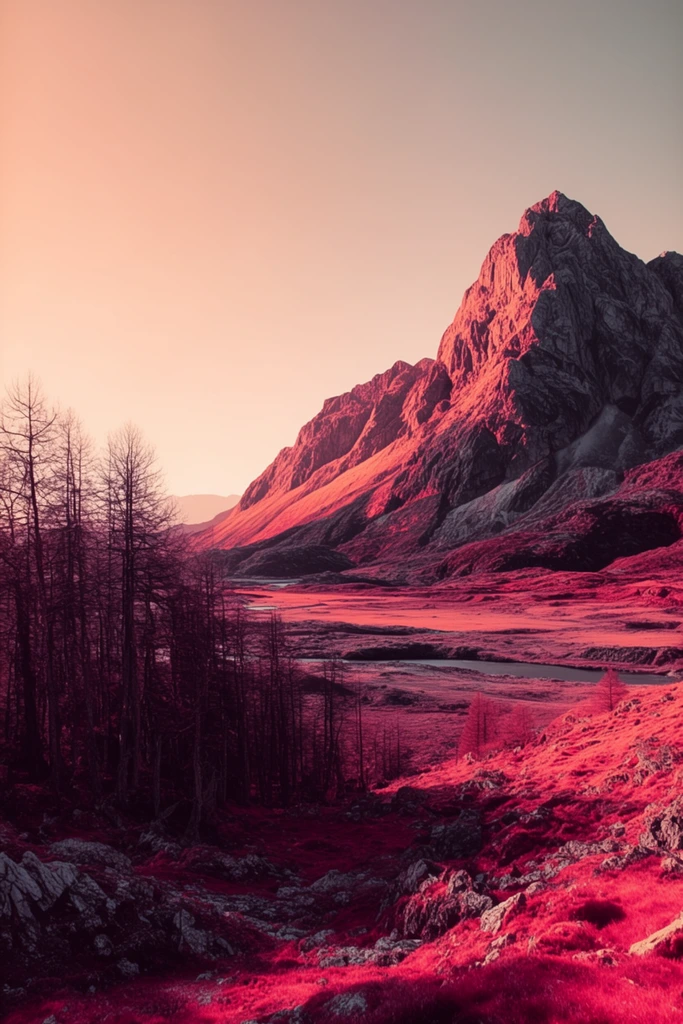 Crimson Surreal Minimalism style AI image example 2