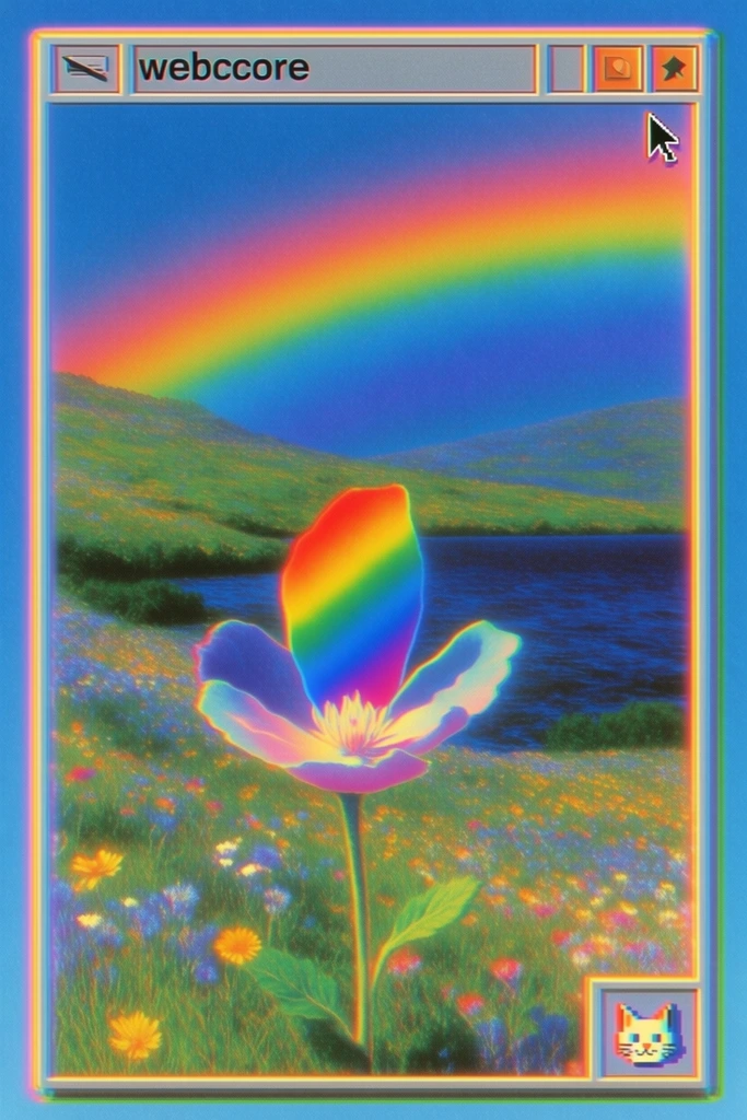 Nostalgic Glitch Dreamscape style AI image example 2