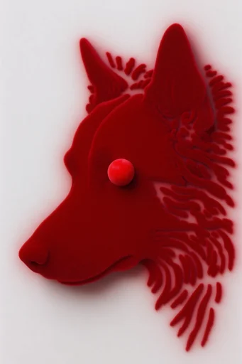 Crimson Surrealist Editorial style reference image — minimalist white background