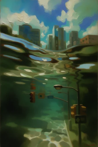 Submerged Impasto Surrealism style reference image — thick impasto oil painting