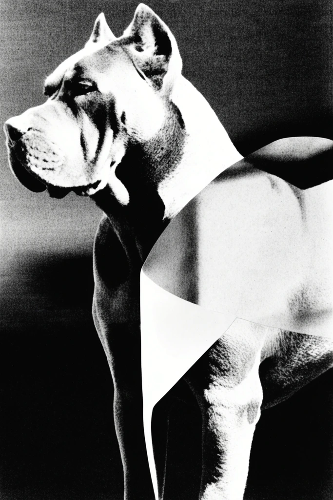 Monochrome Surrealist Deconstruction style AI image example 3
