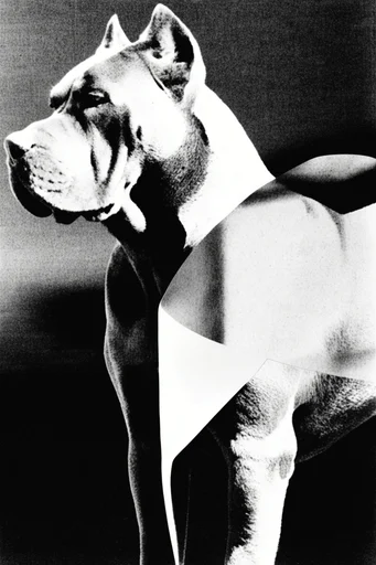 Monochrome Surrealist Deconstruction style AI image example 3