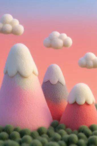 Tactile Whimsical Minimalism style reference image — needle felted texture