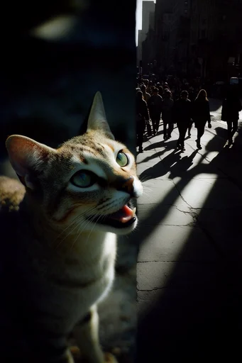 Cinematic Urban Chiaroscuro style reference image — high-contrast street photography