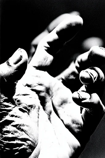 Gritty Monochromatic Noir style reference image — heavy film grain