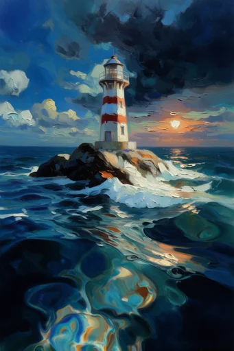 Sculptural Aquatic Impressionism style reference image — expressive brushwork