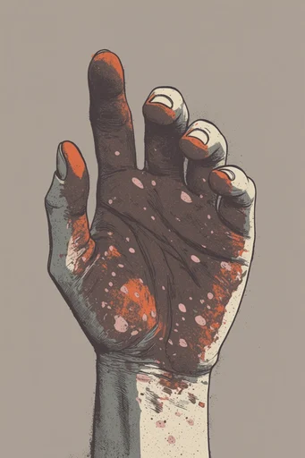 Gritty Crimson Noir style reference image — distressed screenprint texture