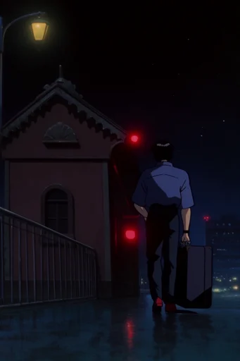 Cinematic Nocturnal Anime style reference image — hand-drawn cel-shaded texture